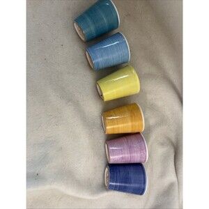 Set Of 6 Handpainted Limoncello Italy Ceramic 2.5" Cups Signed Bar Shots Ruggeri
